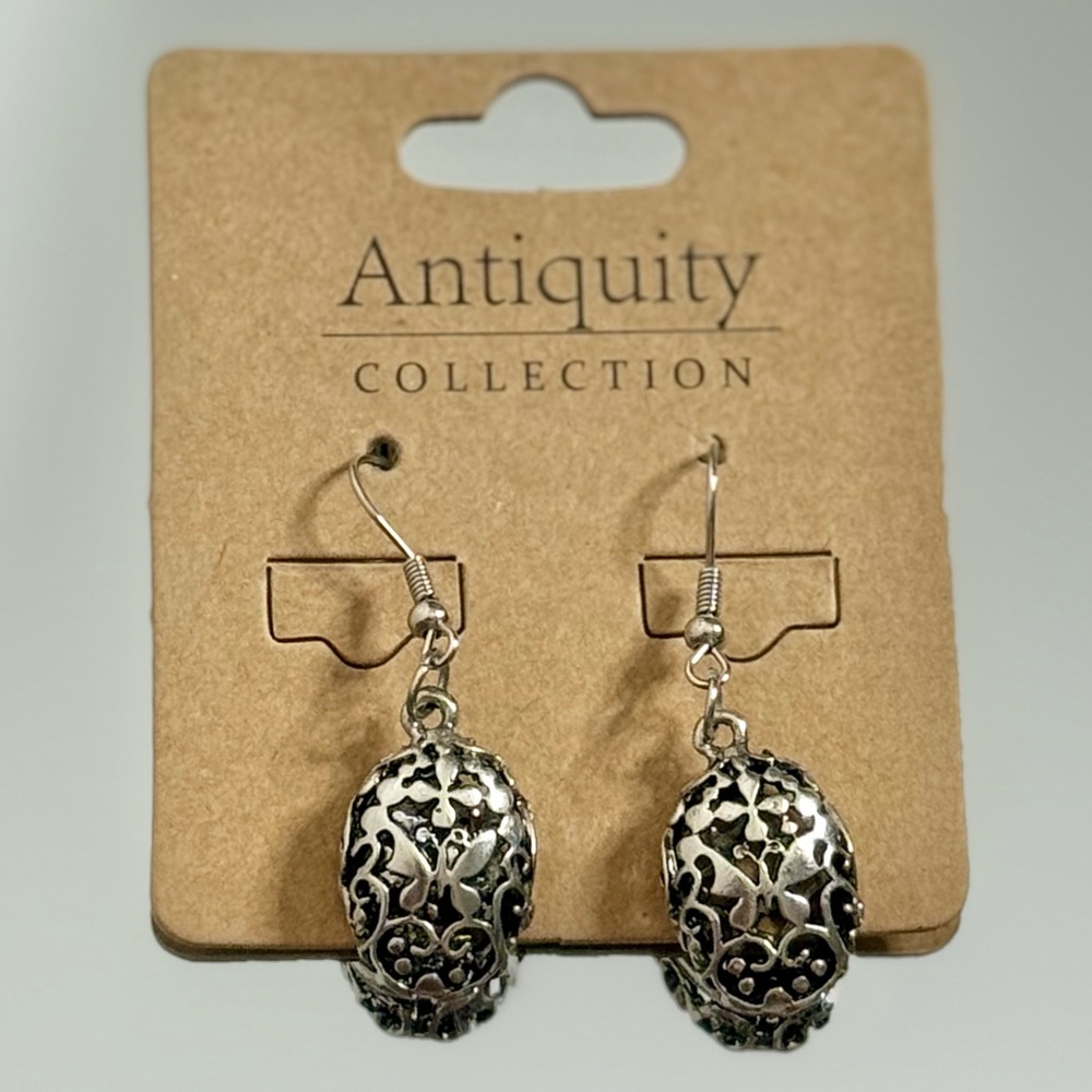 Antiquity Collection Butterfly Filigree Oval Drop Earrings